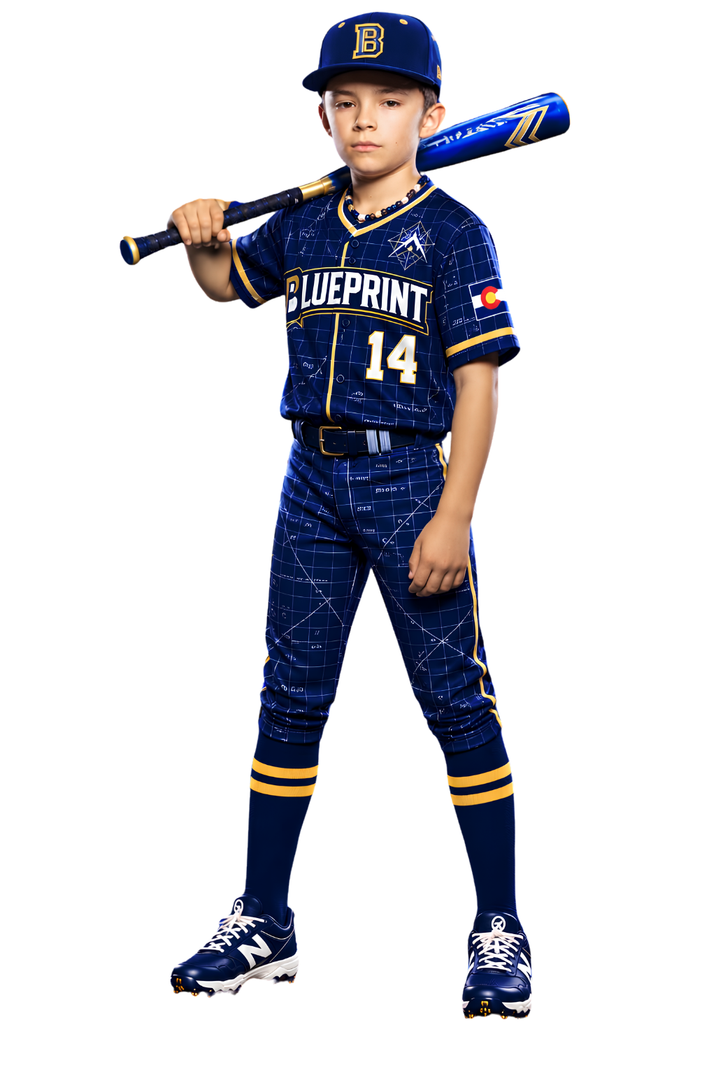 Blueprint Baseball player holding a bat