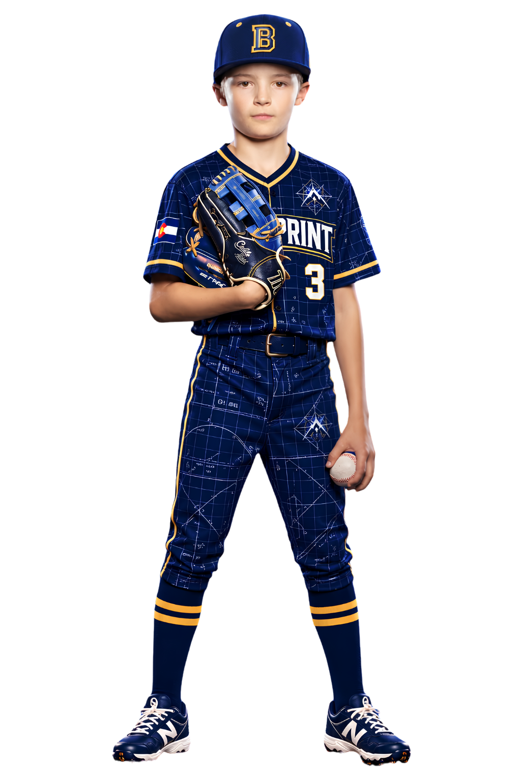 Blueprint Baseball player holding a glove and baseball